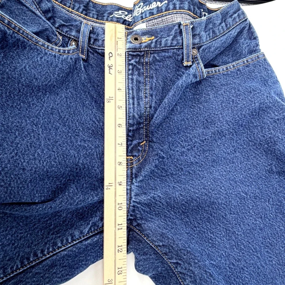 Eddie Bauer Straight Fit Jeans Mens 36x32 Dark Wash Blue Flannel Lined